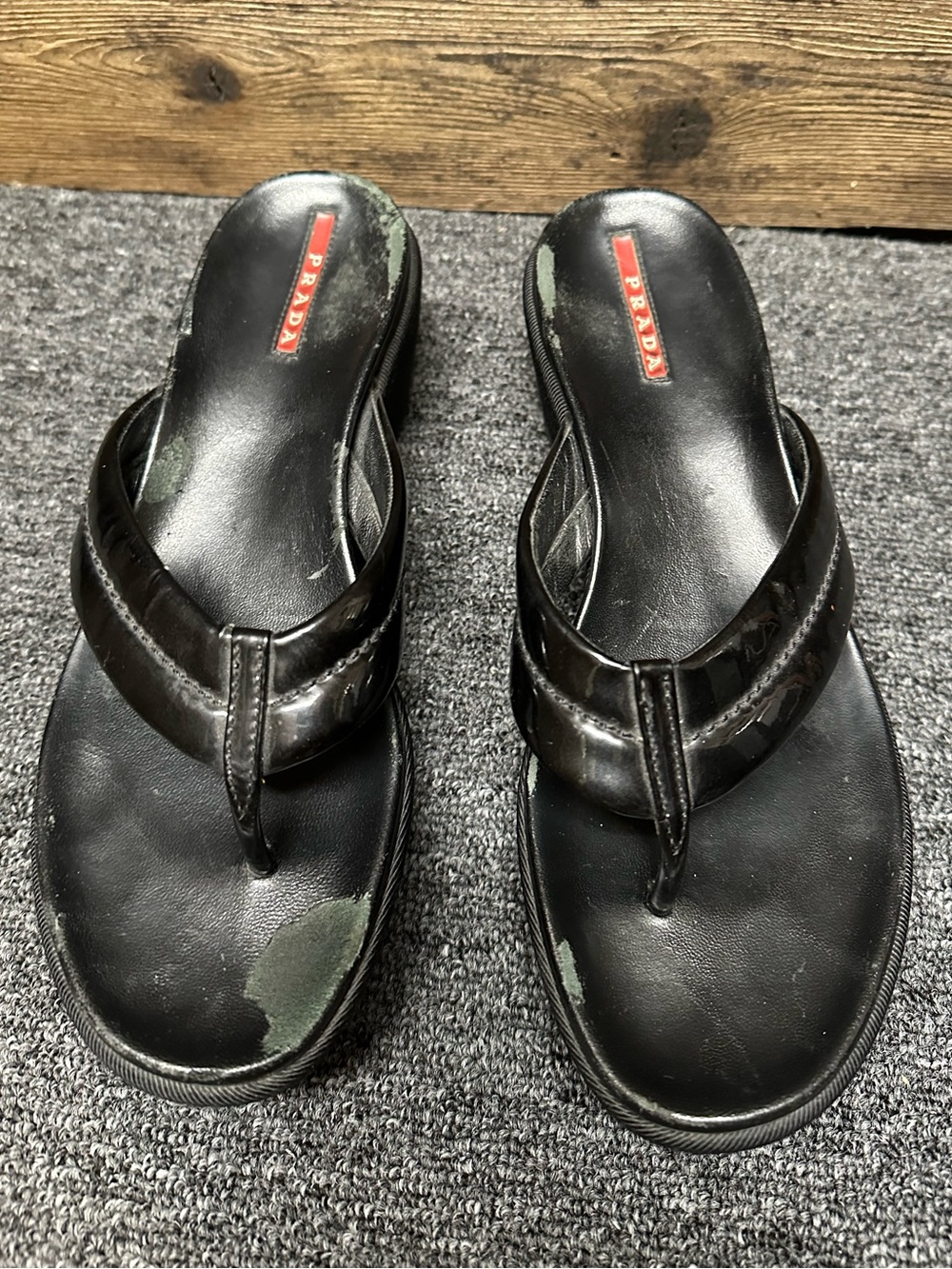 Prada Platform Patent Leather Sandals